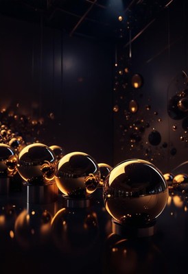 Golden spheres in a dark room