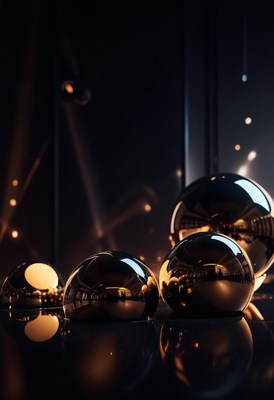 Metallic spheres on dark surface