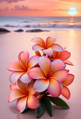Plumeria flowers at sunset beach