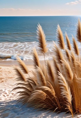 Beach grass at sunset
