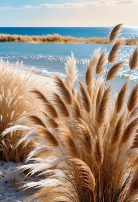 Beachside pampas grass on a sunny day