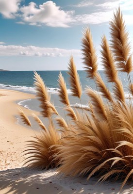Coastal grass blowing in the wind