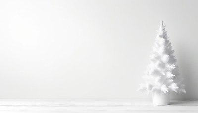 White christmas tree on white table