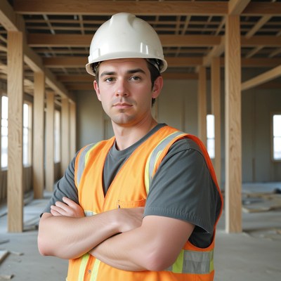 Construction worker in safety vest