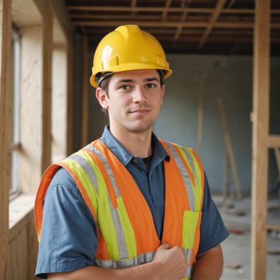 Construction worker in safety gear