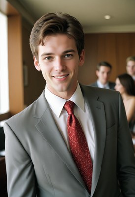 Businessman smiling in office