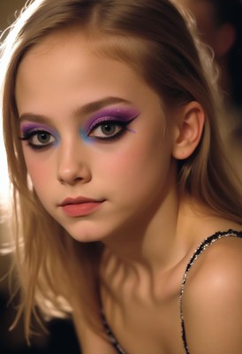 Young woman with colorful eye makeup