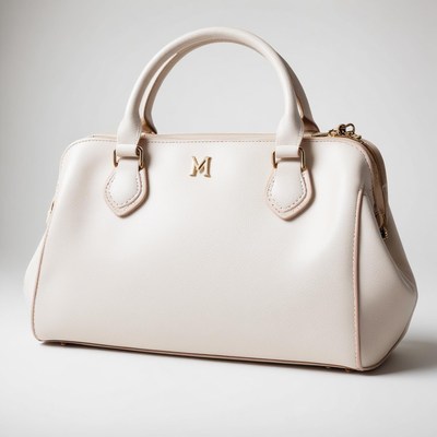 White leather handbag with m logo