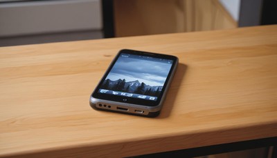 Smartphone on wooden table