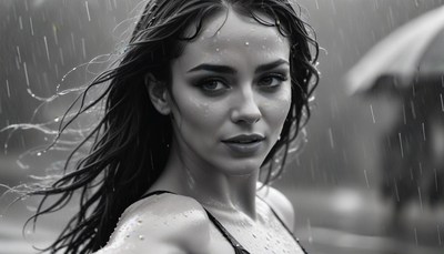 Woman standing in the rain