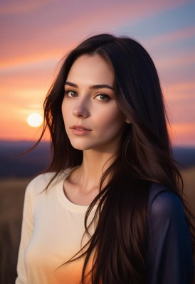 Woman posing at sunset