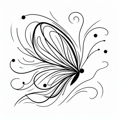 Abstract butterfly line drawing