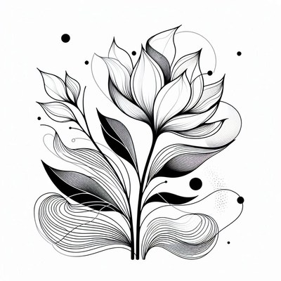 Line art flower illustration