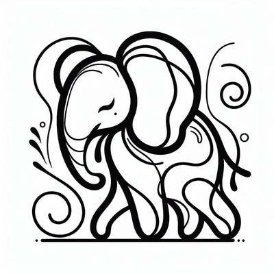 Line art elephant illustration