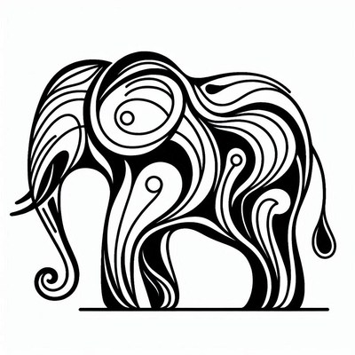 Abstract elephant line art illustration