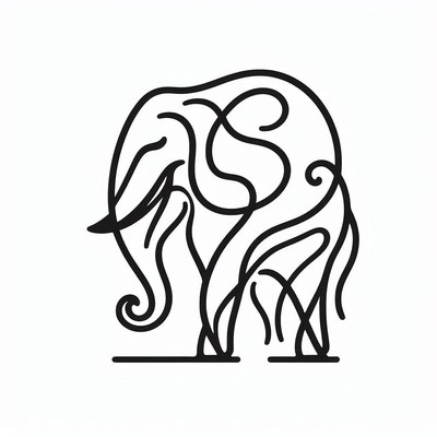 Line art elephant illustration