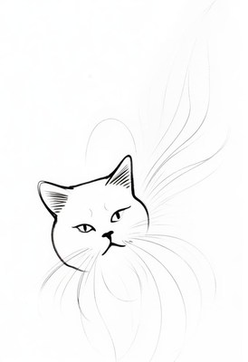 Simple cat line drawing