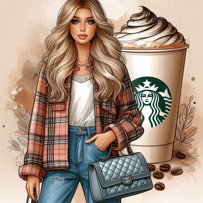 Woman with coffee and bag