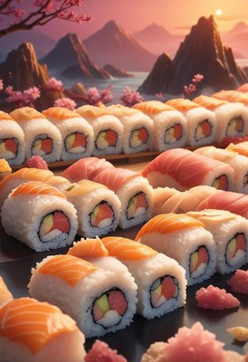 Sunset sushi spread