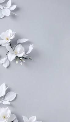 White flowers on grey background