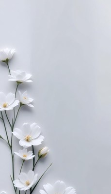 White flowers on a grey background