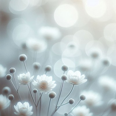 Delicate white flowers in soft light