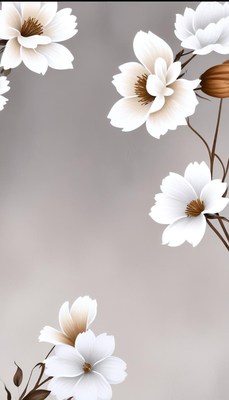 White flowers on grey background