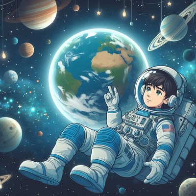 Astronaut floating in space
