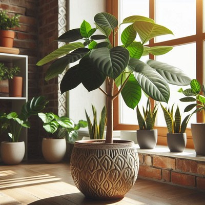 Large houseplant in decorative pot