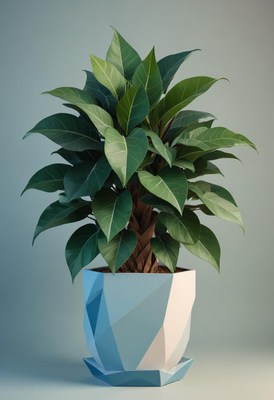 Ficus plant in geometric pot
