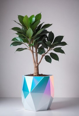Ficus plant in geometric pot