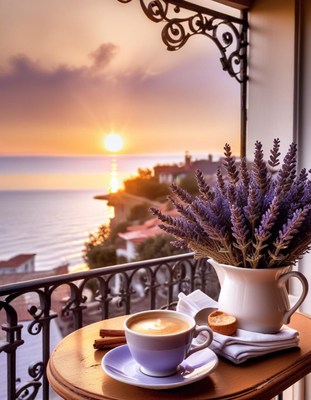 Morning coffee with ocean view