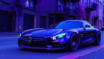 Mercedes-benz amg gt in city at night