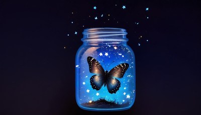 Butterfly in a jar with stars