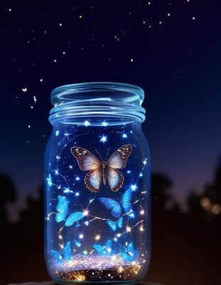 Night sky butterfly jar