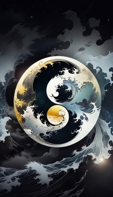 Yin yang wave symbol