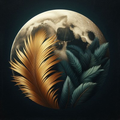 Golden palm and moon