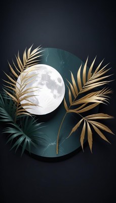 Full moon on a teal tray