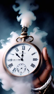 Pocket watch in smoke