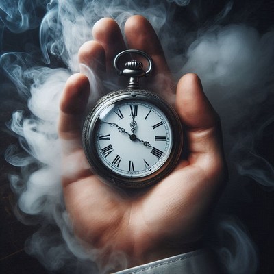 Pocket watch in smoke