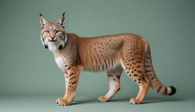 Lynx standing against green background