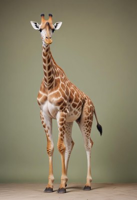 Giraffe standing in studio