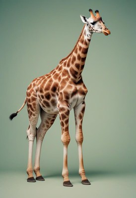 Giraffe standing on green background
