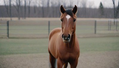 Brown horse in a field