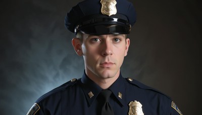 Police officer portrait against dark background