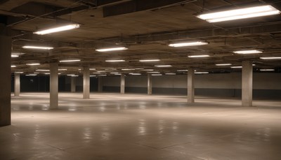 Empty parking garage interior
