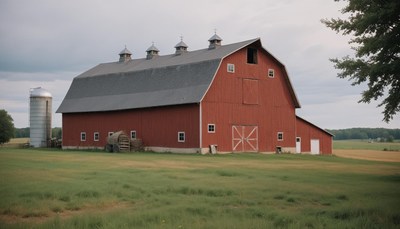 Red barn in rural setting