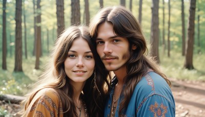 Young couple in forest