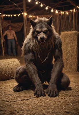 Werewolf chained in barn