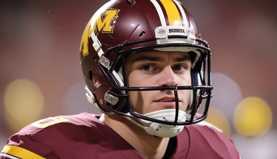 Minnesota football player in helmet